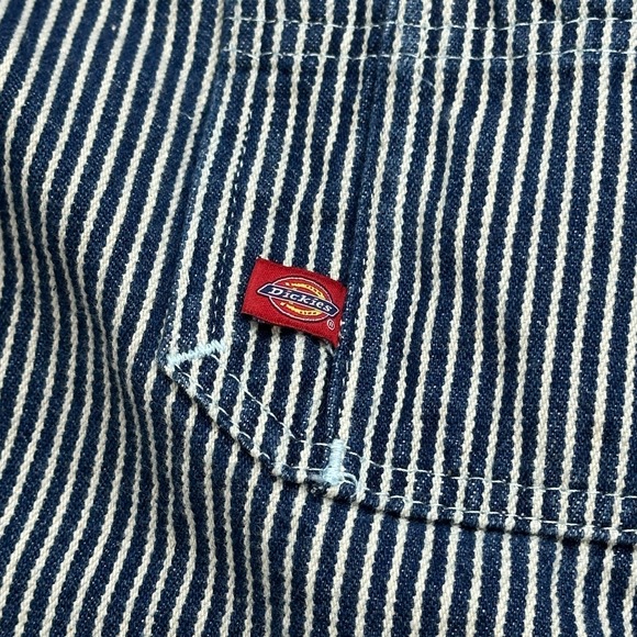Dickies Hickory Striped Navy & White Bib Overalls size Small Womens/Unisex - Picture 3 of 16